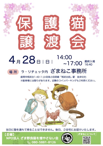 4月の譲渡会のお知らせ